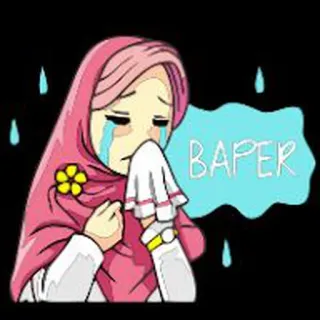 😢 BAPER Хиджаб, Плачет, Грустно, Мусульманка, Девочка, Эмоциональный whatsapp sticker