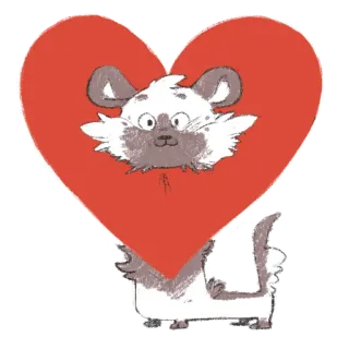 ❤️ ネズミ, ハート, 動物, かわいい, 漫画 whatsapp sticker