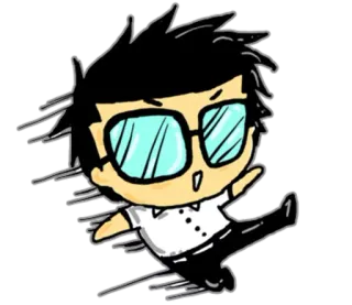 🏃 Desenho animado, Correndo, Óculos, Bonito, Personagem whatsapp sticker