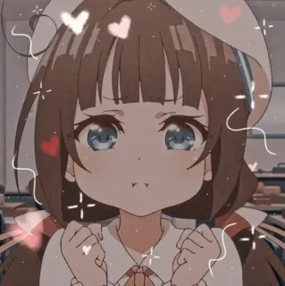 💗 Anime, Chica, Linda, Corazones, Brillos, Kawaii telegram sticker