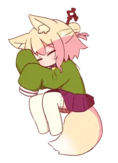 ❤️ Аниме, Девушка-лиса, Милый, Сонный, Каваий, Фурри, Чиби telegram sticker