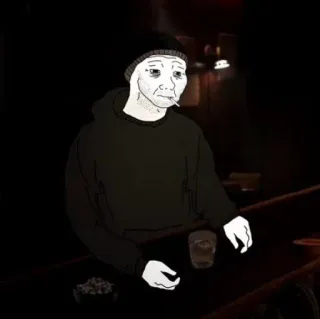 🥃 wojak, meme, sad, lonely, drinking, bar telegram sticker