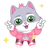 ✌ stiker, kartun, hewan, serigala, imut, perdamaian, merah muda whatsapp sticker