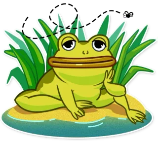 🙁 ếch, động vật, hoạt hình, lưỡng cư, thiên nhiên, ao, dễ thương whatsapp sticker