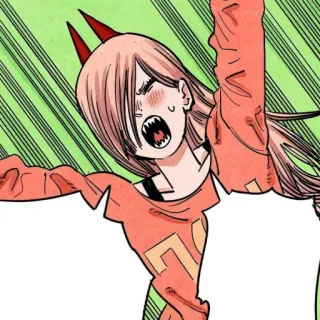 🗯 Power Chainsaw Man Anime, Manga, Demonio, Cuernos, Chainsaw Man, Poder whatsapp sticker
