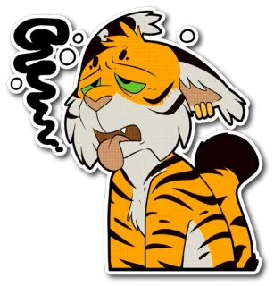 😩 bleh tiger, cartoon, sticker, exhausted, sick, tired telegram sticker