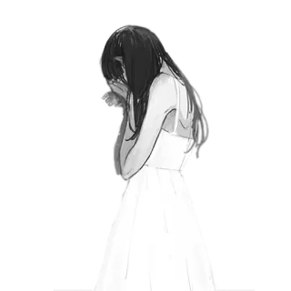 😟 weinen, Frau, Kleid, traurig, Anime, Mädchen, Illustration whatsapp sticker