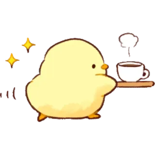 ☕️ ลูกไก่, กาแฟ, น่ารัก, สีเหลือง, คาวาอิ, สัตว์ telegram sticker