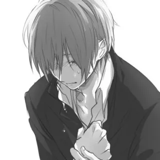 🌨 traurig, Anime, Junge, weinend, monochrom whatsapp sticker