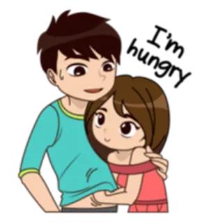 🙂 漫画, カップル, 愛, ハグ, ロマンス, 関係 telegram sticker
