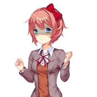 😨 Sayori Doki Doki Literature Club! anime, girl, school uniform, sad, doki doki literature club, sayori telegram sticker
