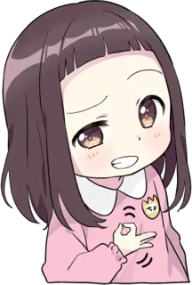 👌 Anime Mädchen, Ok Zeichen, Geste, Schelmisch, Niedlich, Illustration whatsapp sticker