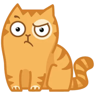 😒 kat, dier, oranje kat, cartoon, sticker, grappig, uitdrukking whatsapp sticker
