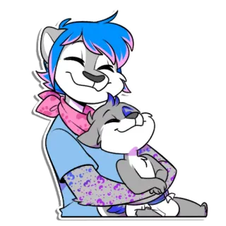 🤗 Furry, Cartoon, Schattig, Dier, Illustratie, Personage whatsapp sticker