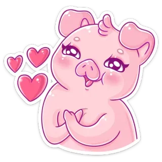 💕 schwein, tier, niedlich, herzen, liebe, rosa telegram sticker