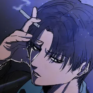 🚬 Anime, Fumando, Cigarrillo, Retrato, Hombre, Ilustración telegram sticker