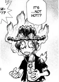 😮 IT'S ...NOT HOT!? Animé, Dessin animé, Manga, Feu, Confus, Chaleur, Personnage telegram sticker