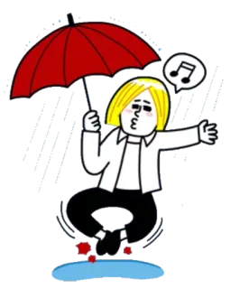 ☔ 雨, 傘, 音楽, 漫画, 幸せ, ダンス telegram sticker