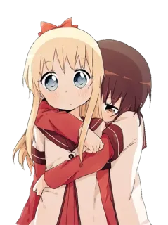 ❤ anime, girls, cute, friendship, cartoon, hug telegram sticker