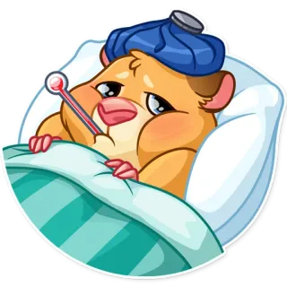 🤒 아픈, 햄스터, 질병, 체온계, 만화, 동물, 귀여운 telegram sticker