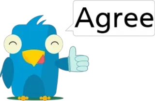 👍 Agree pássaro, polegar para cima, concordo, fofo, positivo, aprovação telegram sticker
