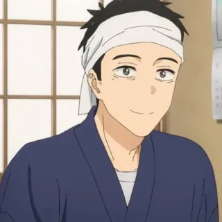 🙂 Anime, Mann, Stirnband, lächelnd, Charakter, Porträt telegram sticker