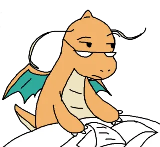 😒 Dragonite pokemon, dragonite, desenho animado, dragão, anime, cansado telegram sticker