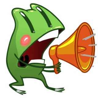 🗣 rã, megafone, gritando, desenho animado, verde, comunicação telegram sticker