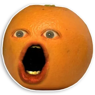🙂 Annoying Orange arancione, frutta, fastidioso, meme, faccia, divertente telegram sticker