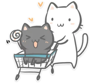 💕 kot, koszyk na zakupy, zwierzę, słodki, lizak telegram sticker