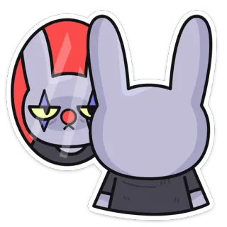 🤡 coelho, espelho, reflexo, palhaço, desenho animado, adesivo telegram sticker
