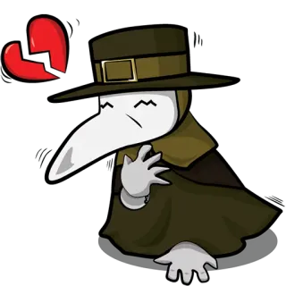 😫 Plague Doctor médecin de peste, médecine, triste, coeur brisé, historique, maladie telegram sticker