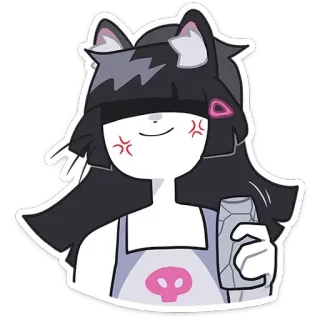 🫥 anime, cat girl, angry, cute, cartoon telegram sticker