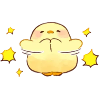 👼 น่ารัก, คาวาอิ, สัตว์, ลูกไก่, สีเหลือง, ประกาย telegram sticker