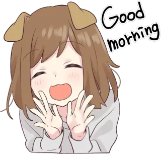 👋 Good morning Anime, Kawaii, Buenos días, Lindo, Saludo telegram sticker