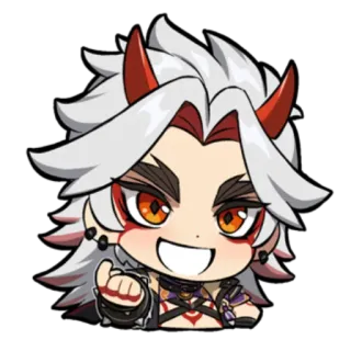 😈 Arataki Itto Genshin Impact Anime, Chibi, Spiel, Hörner, Oni, Arataki Itto whatsapp sticker