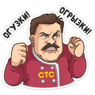 😡 Огрызки! 男, 怒り, 漫画, ポートレート, ロシア, 口ひげ telegram sticker