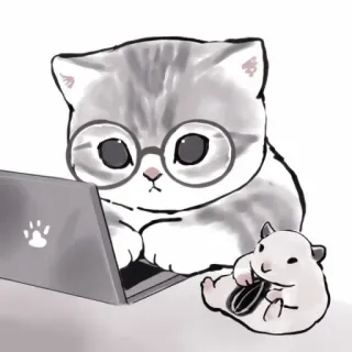 🍹 кот, компьютер, очки, животное, хомяк, каваий, милый, офис telegram sticker