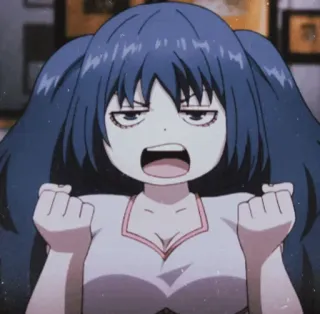 🌨 Anime, Dessin animé, Fille, En colère, Expression, Personnage telegram sticker