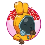 😘 kreskówka, postać, kombinezon ochronny, serce, naklejka, uroczy telegram sticker