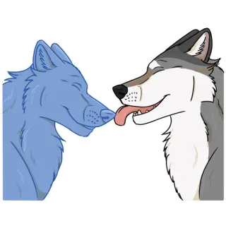 👅 lobo, animal, amor, lindo, dibujos animados whatsapp sticker