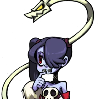 🤔 Squigly Skullgirls skull, fighting game, zombie, monster telegram sticker