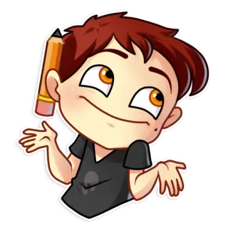 🙄 cartone animato, personaggio, matita, disegno, arte, artista telegram sticker