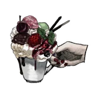 🍧 dessert, parfait, ijs, aardbei, kersen, slagroom telegram sticker