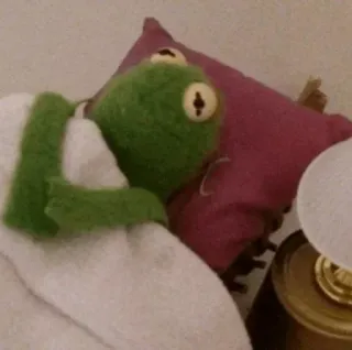 🐸 Kermit kermit, sleeping, bed, relaxing, meme, muppets telegram sticker