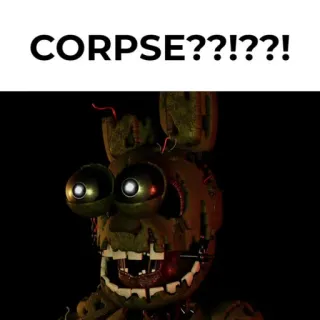 🕺 Springtrap Five Nights at Freddy's CORPSE??!??! Animatronik, Horor, Video game, Seram, Robot telegram sticker