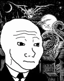 🕸 wojak, cthulhu, lovecraft, horror, meme, character, fantasy, monster telegram sticker