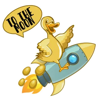 🌕 TO THE MOON 오리, 로켓, 달, 밈, 암호화폐, 금융, 투자 telegram sticker