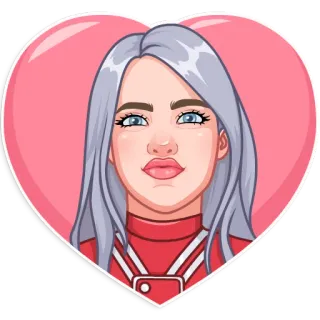 💋 Billie Eilish billie eilish, piosenkarka, celebrytka, serce, kreskówka telegram sticker