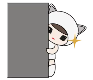 😳 chat, mignon, kawaii, regardant, caché, dessin animé telegram sticker